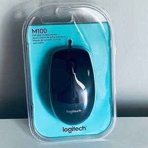 Logitech M100 Full Size Black Corded Mouse NEW